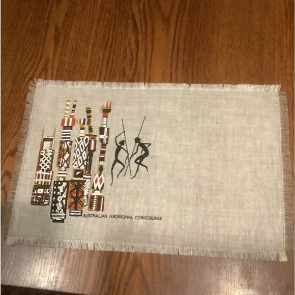 Seven Australian Aboriginal Corroboree Natural Material Placemats - Picture 4 of 11